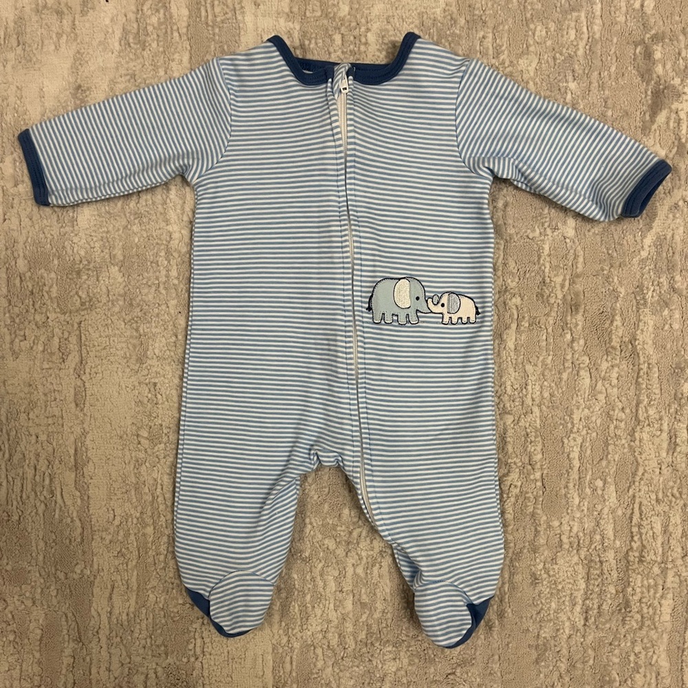 NB Little Me Striped Blue Footie